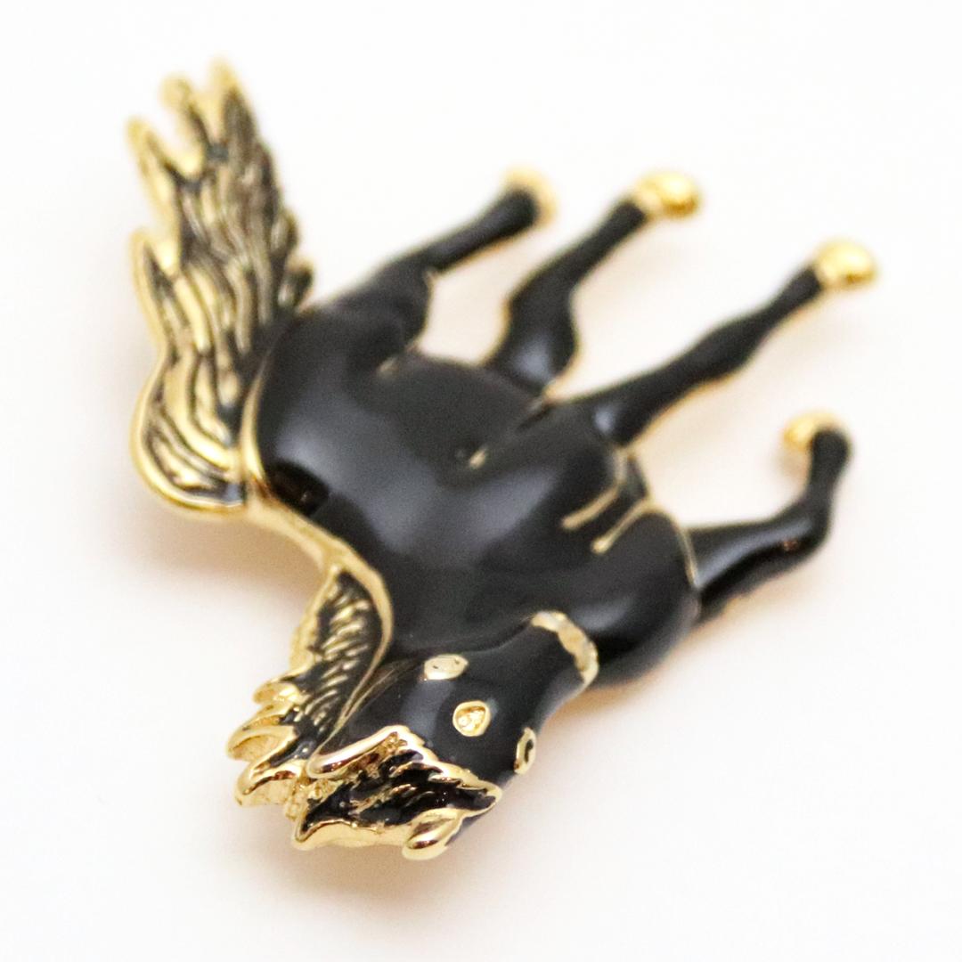ヴィンテージ ブラックエナメル ホースブローチの画像