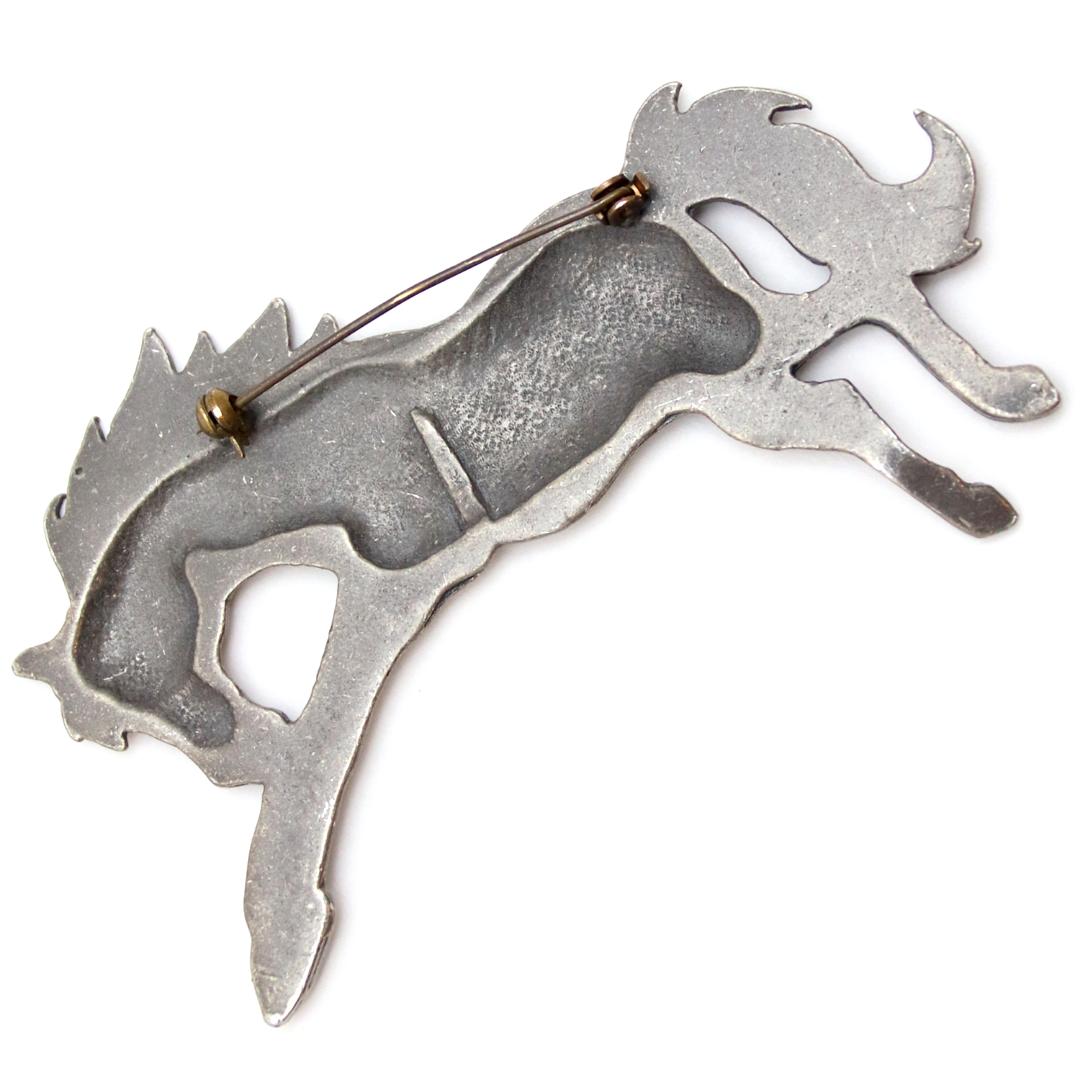 ヴィンテージ ピューター リーピングホースブローチの画像