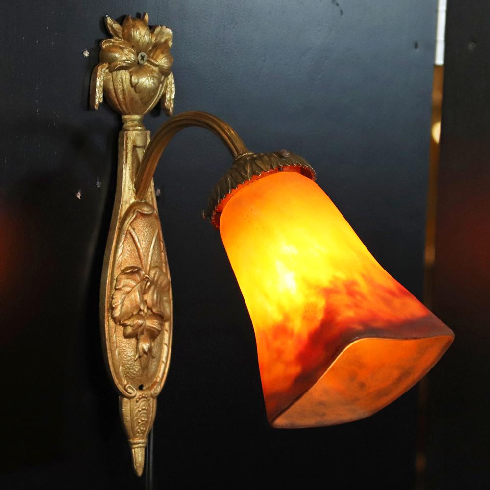 フランス ミューラー ブロンズ ウォールランプの画像