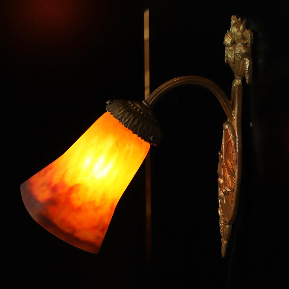 フランス ミューラー ブロンズ ウォールランプの画像