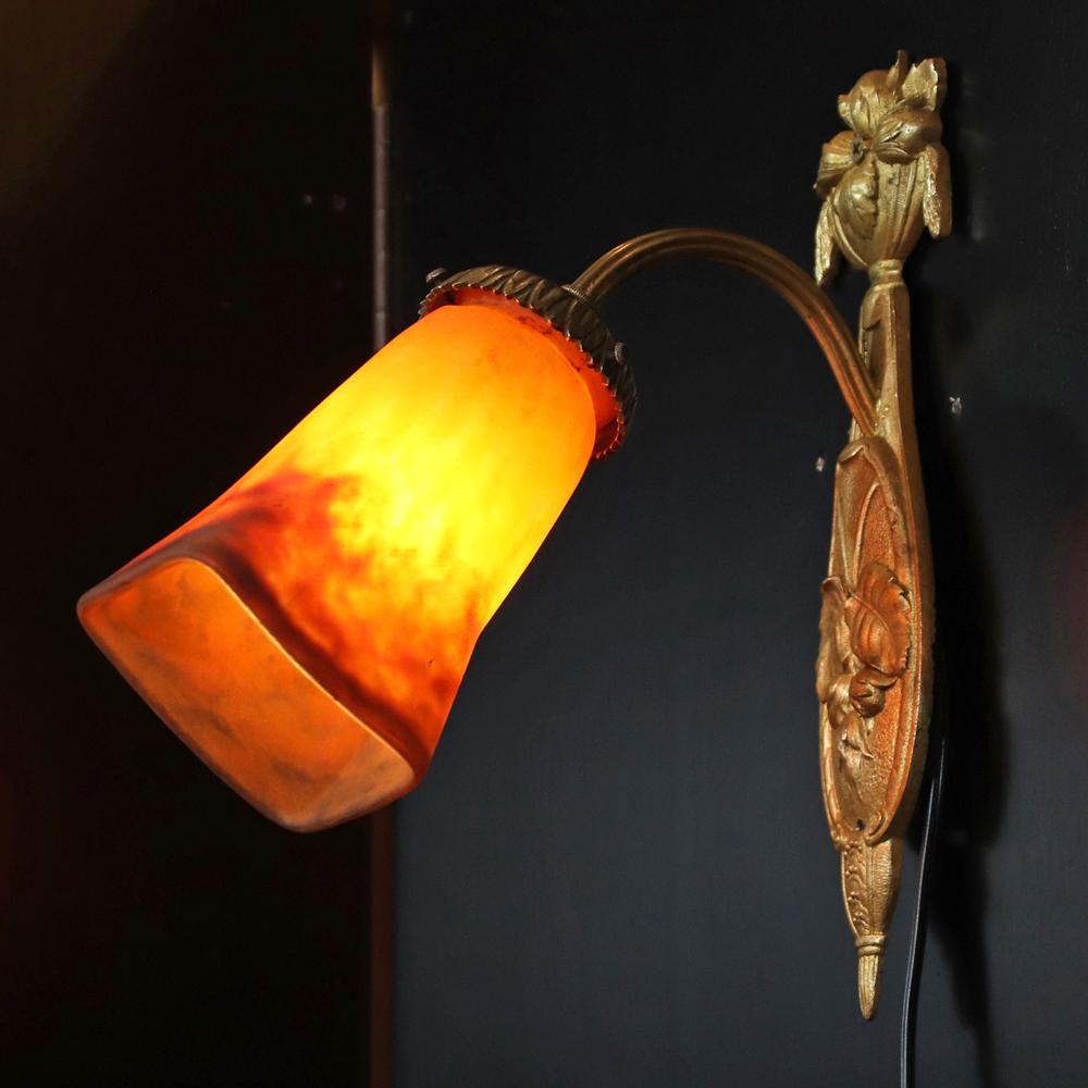フランス ミューラー ブロンズ ウォールランプの画像
