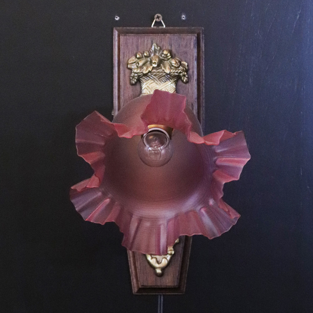 フランス サテンガラスシェード ブロンズ ウォールランプの画像