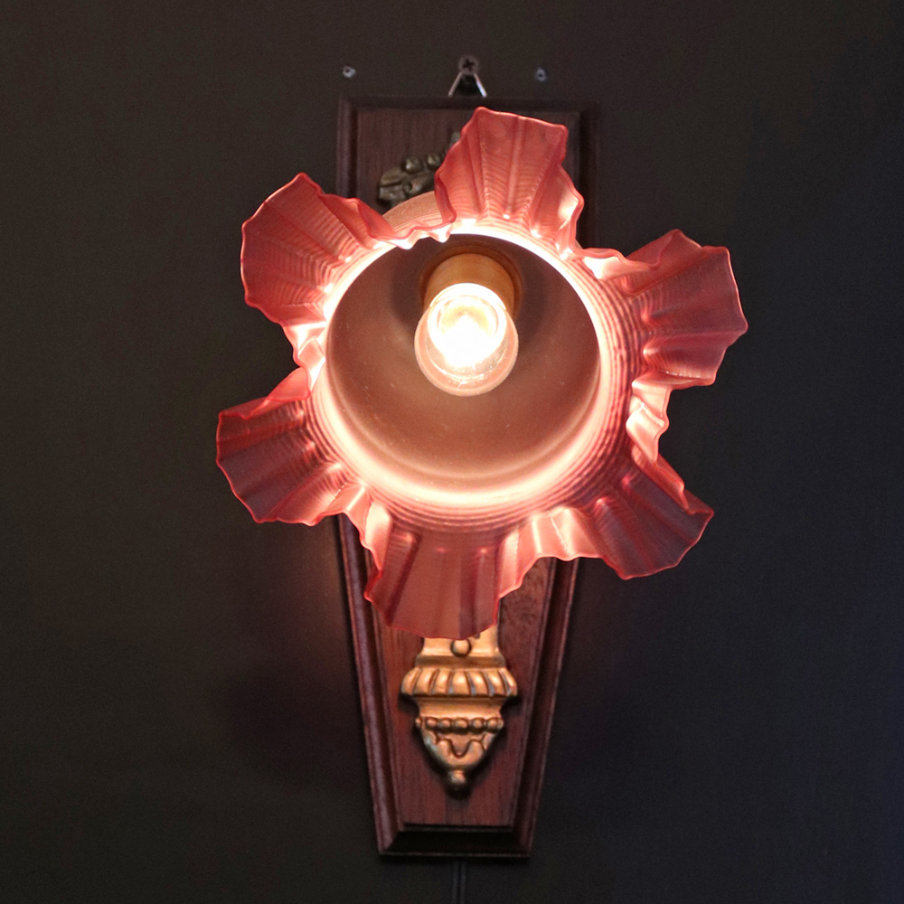 フランス サテンガラスシェード ブロンズ ウォールランプの画像