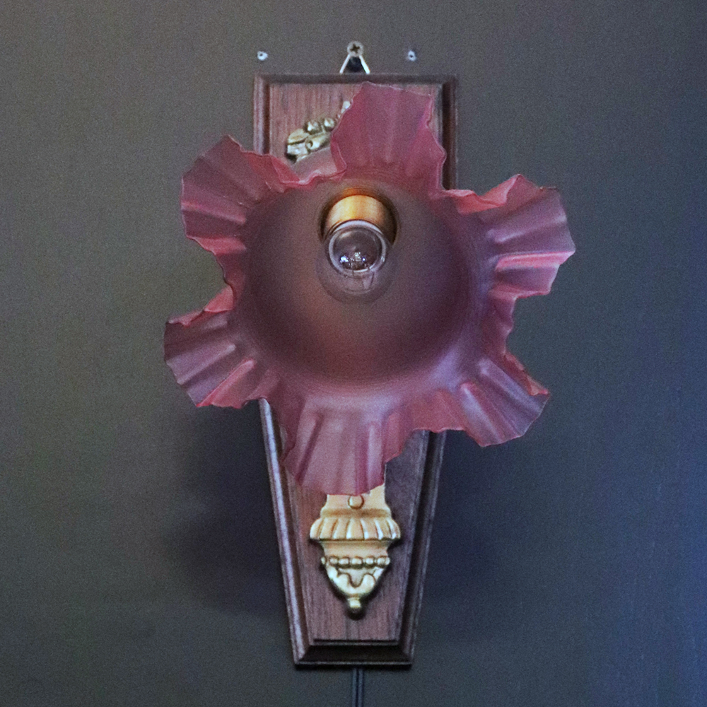 フランス サテンガラスシェード ブロンズ ウォールランプの画像