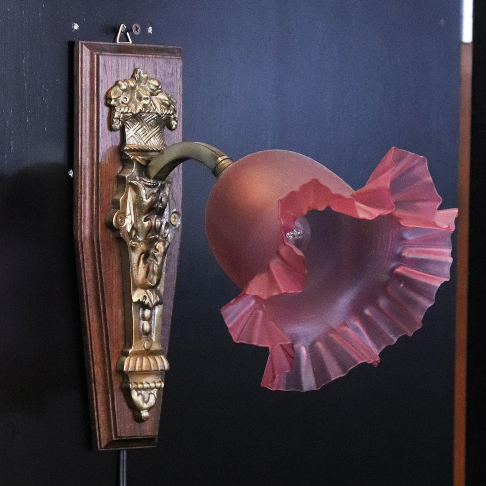 フランス サテンガラスシェード ブロンズ ウォールランプの画像