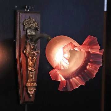 フランス サテンガラスシェード ブロンズ ウォールランプの画像