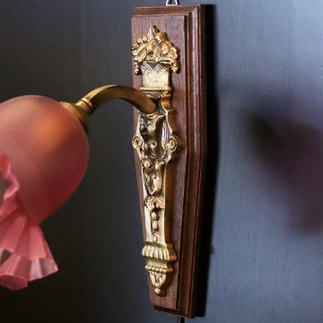 フランス サテンガラスシェード ブロンズ ウォールランプの画像