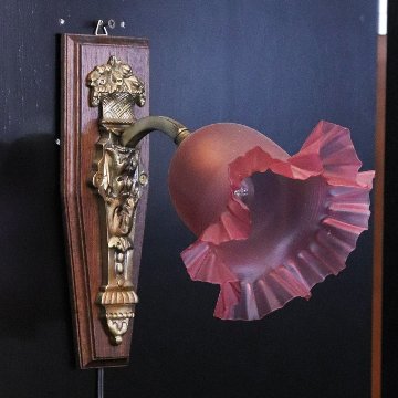 フランス サテンガラスシェード ブロンズ ウォールランプの画像