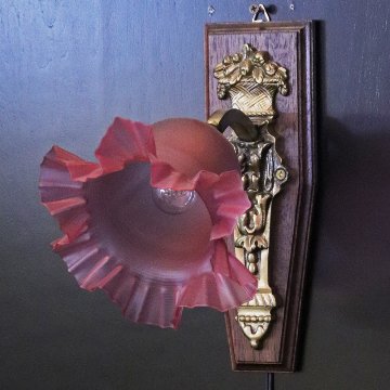 フランス サテンガラスシェード ブロンズ ウォールランプの画像