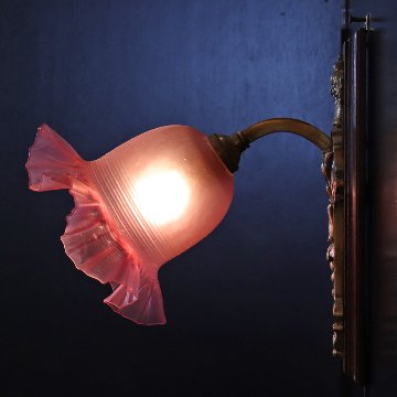 フランス サテンガラスシェード ブロンズ ウォールランプの画像