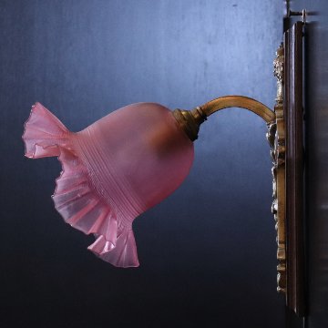 フランス サテンガラスシェード ブロンズ ウォールランプの画像