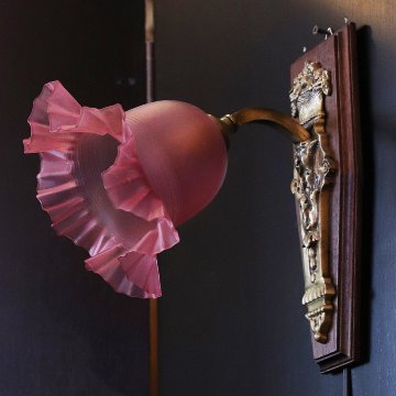 フランス サテンガラスシェード ブロンズ ウォールランプの画像