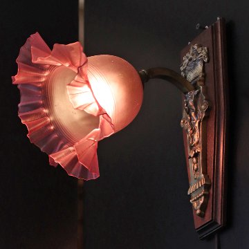 フランス サテンガラスシェード ブロンズ ウォールランプの画像