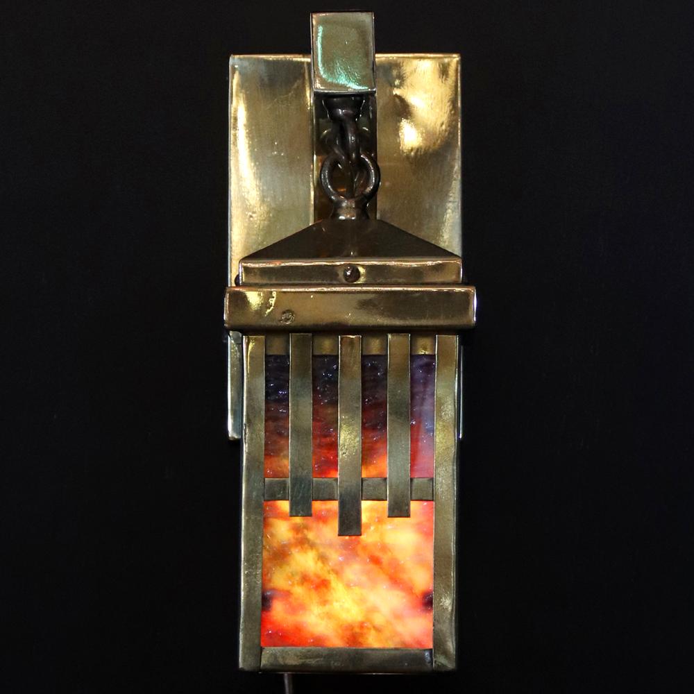 アーツ＆クラフツ スラグガラス ブラス 1灯ウォールランプの画像