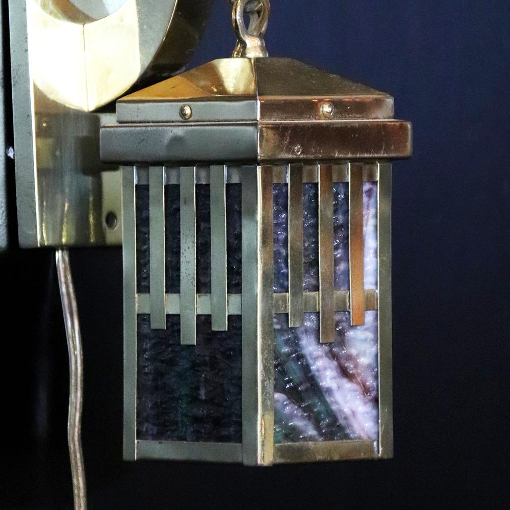 アーツ＆クラフツ スラグガラス ブラス 1灯ウォールランプの画像