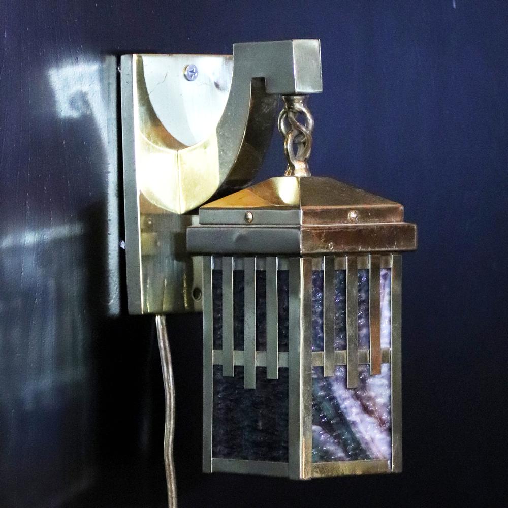 アーツ＆クラフツ スラグガラス ブラス 1灯ウォールランプの画像