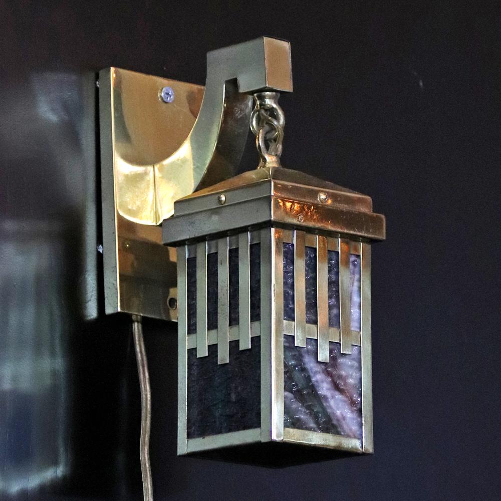 アーツ＆クラフツ スラグガラス ブラス 1灯ウォールランプの画像