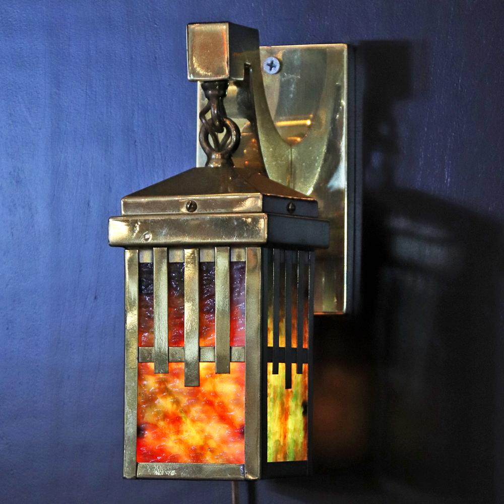 アーツ＆クラフツ スラグガラス ブラス 1灯ウォールランプの画像