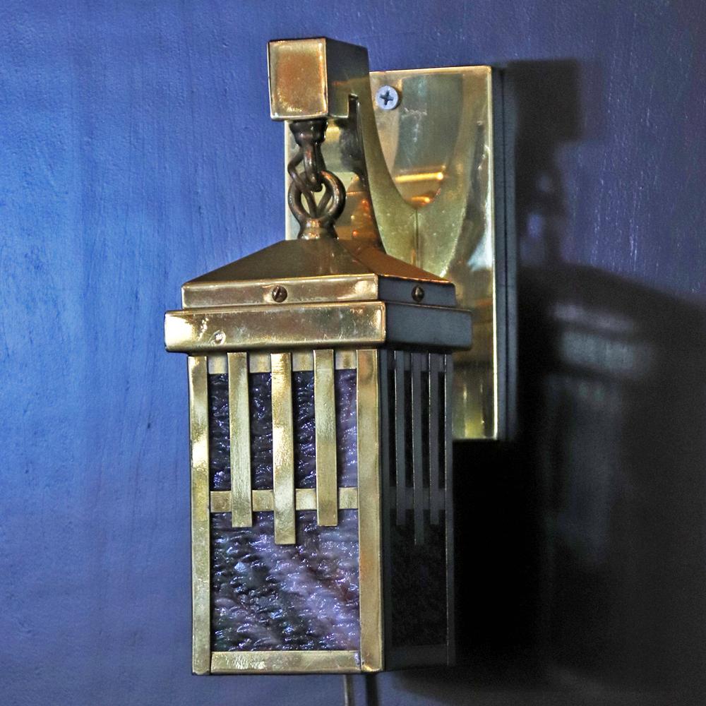 アーツ＆クラフツ スラグガラス ブラス 1灯ウォールランプの画像