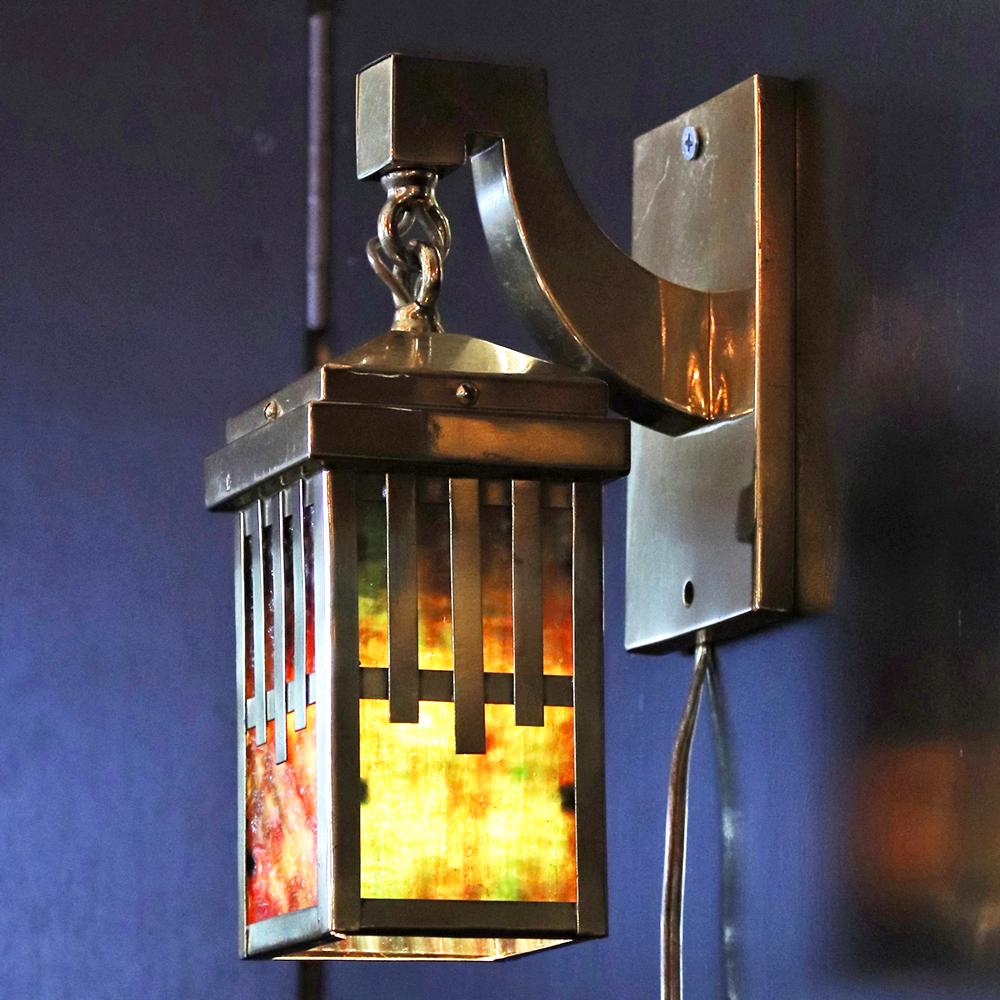 アーツ＆クラフツ スラグガラス ブラス 1灯ウォールランプの画像