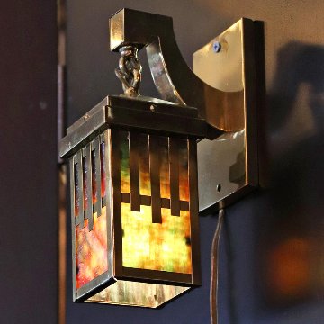 アーツ＆クラフツ スラグガラス ブラス 1灯ウォールランプの画像