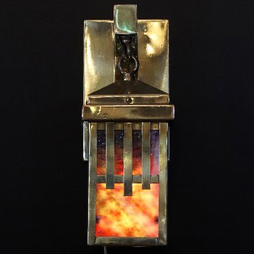 アーツ＆クラフツ スラグガラス ブラス 1灯ウォールランプの画像