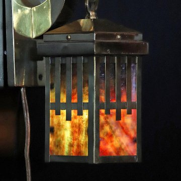 アーツ＆クラフツ スラグガラス ブラス 1灯ウォールランプの画像