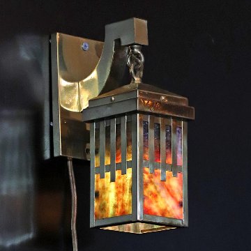 アーツ＆クラフツ スラグガラス ブラス 1灯ウォールランプの画像