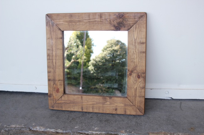 イギリス パイン古材フレーム ウォールミラーの画像