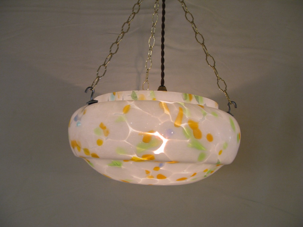 イギリス アンティーク マーブルガラス ランプボウル ハンギングランプの画像