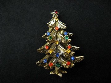 ART クリスマスツリー ブローチ画像