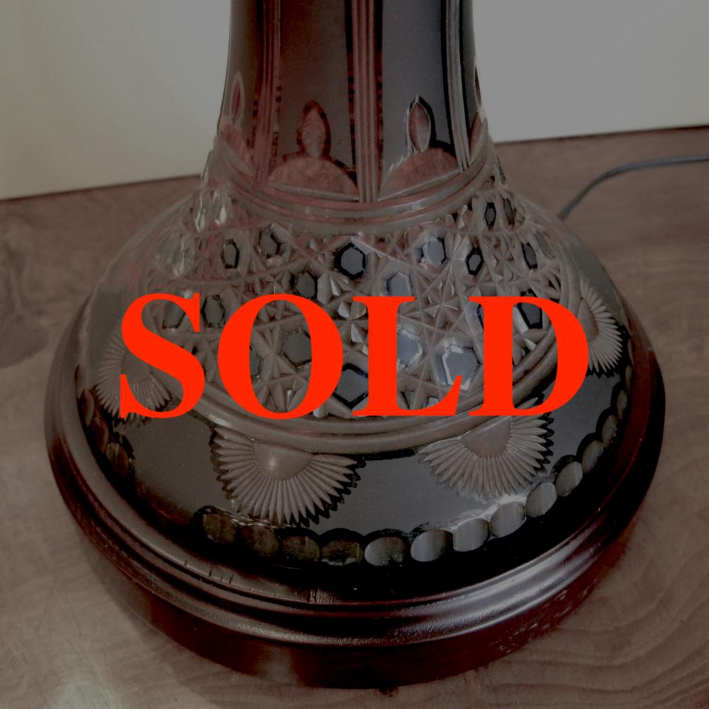 チェコスロバキア ボヘミアガラス テーブルランプの画像