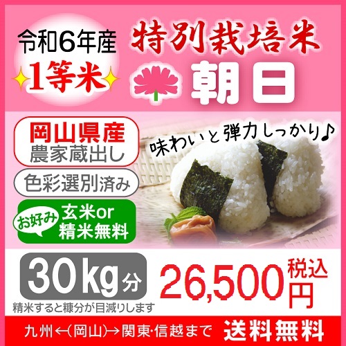 ★bokun9様★専用【特別栽培米 朝日】30kg 特別栽培米【朝日】｜ライスファームハヤシ