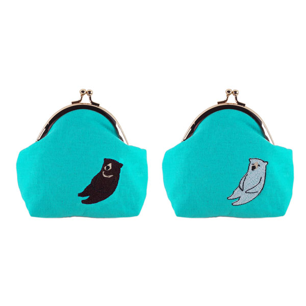 いねむりくまのがま口財布M(アクアブルー)の画像