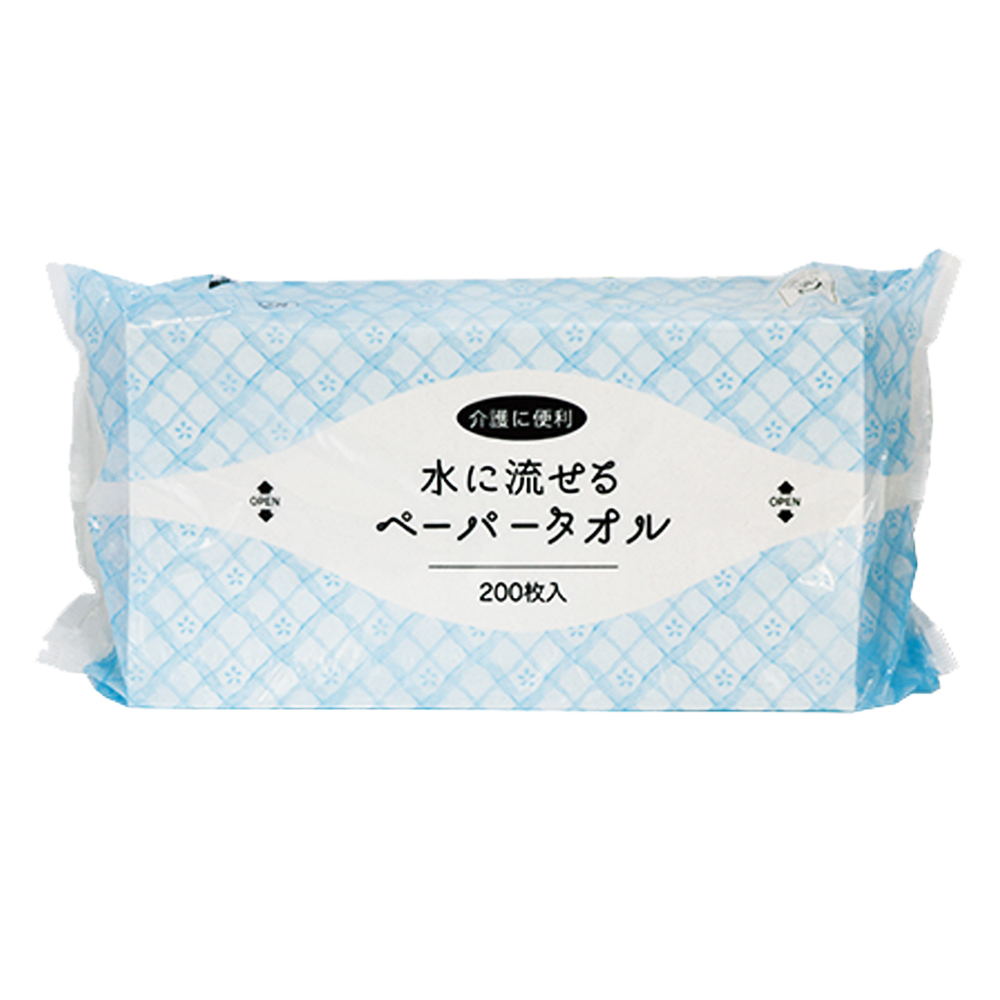 CareCoco（ケアココ）水に流せる ペーパータオル L200 ハード 200枚 1ケース（30個入）の画像