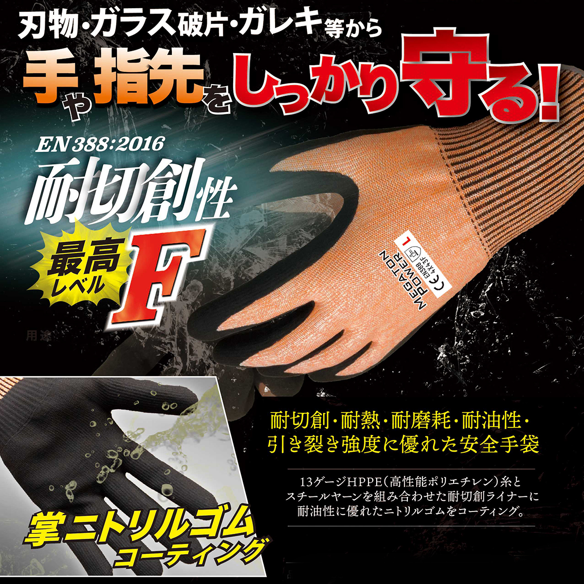 耐切創手袋（Fレベル） 53-12F 作業 手袋 グローブ 作業用品 作業用手袋 刃物 ガラス 破片 富士手袋工業 FUJITE画像