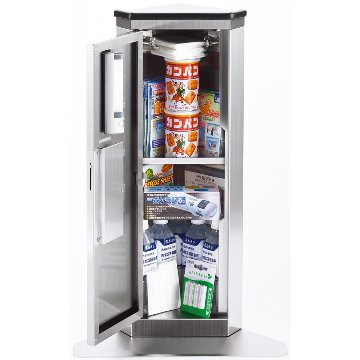 エレベーター用防災キャビ コーナータイプ 防災用品 防災グッズ 災害 対策 マンション ビル 地震 停電 故障 ステンレスの画像
