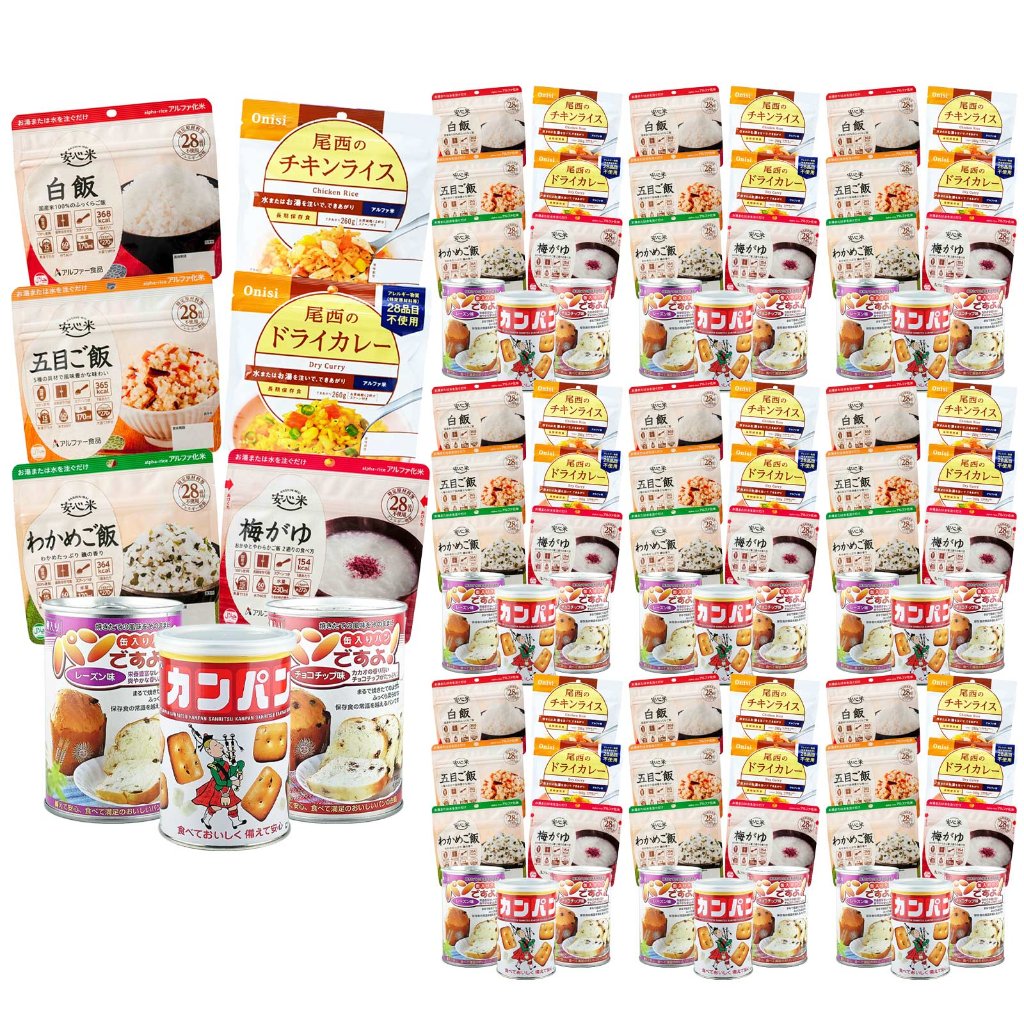 10人用 非常食セット 5年保存 3日分(9食) 計90食分〔賞味期限：2030年8月以降〕の画像