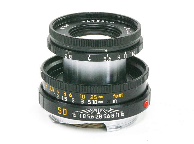 50/2.8 Elmar black (Made in Germany) ライカＭ用  沈胴レンズ　L#3692840 UVaフィルター付 Leica 13131  距離計連動の画像