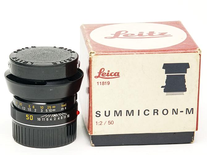 50/2 Summicron-M (made in Canada) ライカＭ用  L#3360171 後キャップ付　レンズ元箱付 メタルレンズフード付　フードキヤップ付　 距離計連動画像