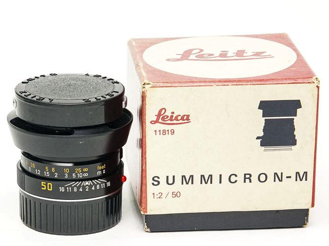 50/2 Summicron-M (made in Canada) ライカＭ用  L#3360171 後キャップ付　レンズ元箱付 メタルレンズフード付　フードキヤップ付　 距離計連動の画像