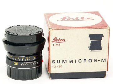 50/2 Summicron-M (made in Canada) ライカＭ用  L#3360171 後キャップ付　レンズ元箱付 メタルレンズフード付　フードキヤップ付　 距離計連動画像