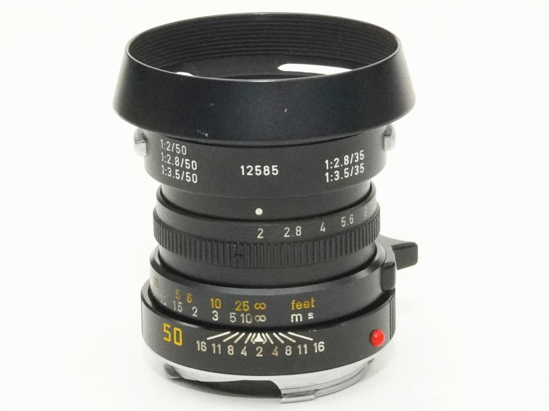 50/2 Summicron L#3454362 (made in Germany) ライカＭ用  前後キャップ付 メタルレンズフード付　フードキヤップ付　　 距離計連動の画像