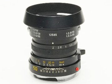 50/2 Summicron L#3454362 (made in Germany) ライカＭ用  前後キャップ付 メタルレンズフード付　フードキヤップ付　　 距離計連動の画像