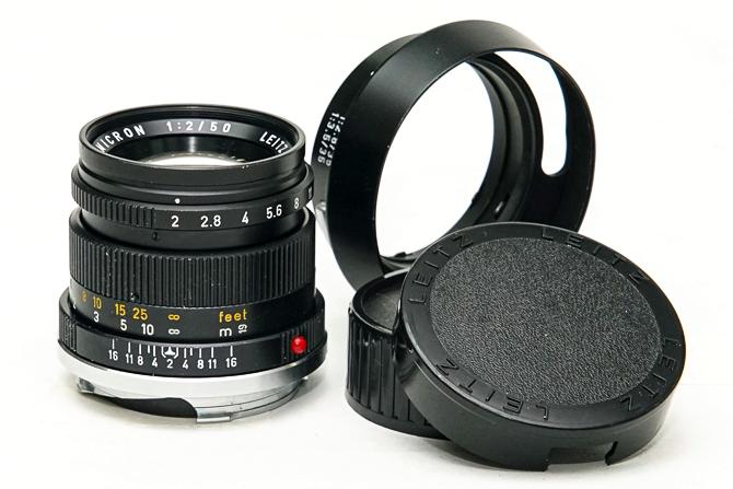 50/2 Summicron L#2519447 (made in Germany) ライカＭ用  後キャップ付  Pケース付 メタルレンズフード付　フードキヤップ付　　 距離計連動の画像