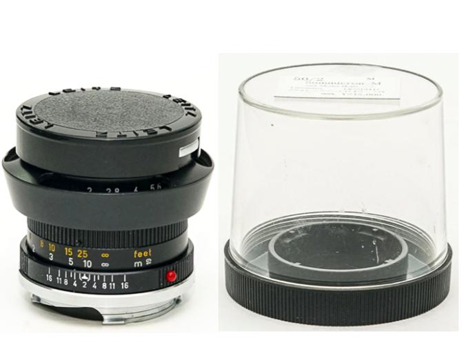 50/2 Summicron L#2519447 (made in Germany) ライカＭ用  後キャップ付  Pケース付 メタルレンズフード付　フードキヤップ付　　 距離計連動の画像