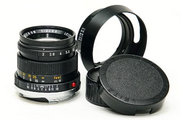 50/2 Summicron L#2519447 (made in Germany) ライカＭ用  後キャップ付  Pケース付 メタルレンズフード付　フードキヤップ付　　 距離計連動の画像
