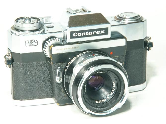 Contarex Professional Body (Zeiss-Ikon) 50mm F2.8 Tessar 黒 専用ケース付 L#4502778 生産数2000台のRareもの､ OH済の画像