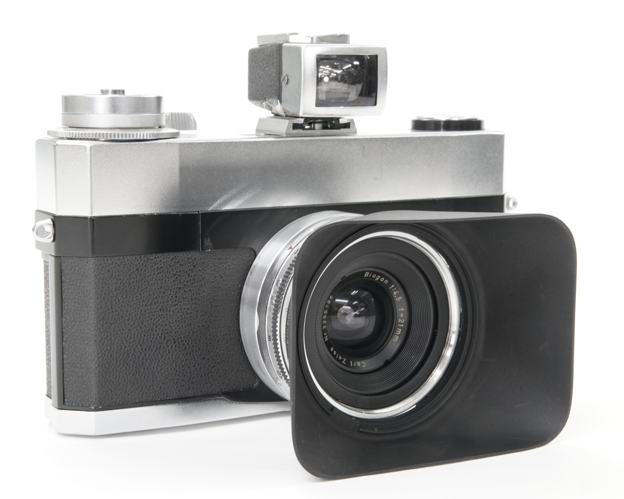 Contarex super Wide (Zeiss-Ikon) 21mm F4.5 Biogon  21mm～35mm 兼用メタルフード付.フォクトレンダー21mmファインダー付 の画像