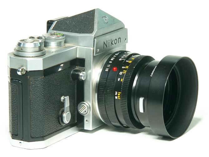 50/2 Summicron (LEITZ WETZLAR) Nikon F マウント  マニュアル絞り　L#2528120 純正メタルフード「逆付可」 光学系90%　鏡胴85%画像